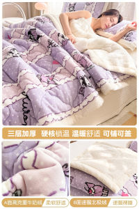 Thickened Milk Lamb Velvet Blanket Cartoon Design Office Nap Sofa Cover Small Quilt Warm Soft Cozy Winter Season Universal Use
