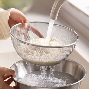 YESPERY Large Stainless Steel Drain Basin Fine Mesh Strainer Baskets Fruits and Vegetables Rinsing Drainage Basket Kitchen Supplies