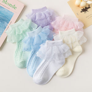 Lawadka Childrens Baby Socks For Girls White Lace Cotton Soft Fashion Kids Princess Socks For Teenagers Summer Spring 1-15Years