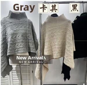 YUEZHONGWEI | High Neck Cloak Style Lazy Feel Knitwear
