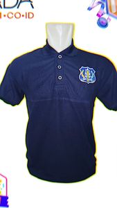 Kaos Kerah Security Logo Biru Lengan Pendek Warna Hitam Navy Free Nama OS