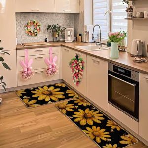 American-style Retro Kitchen Floor Mat Dirt-resistant Wear-resistant Bedside Carpet Bedroom Entrance Area Mat Carpet Rug 美式复古厨房地垫 耐脏耐磨 床边地毯 卧室入户地点 FUNIANQI