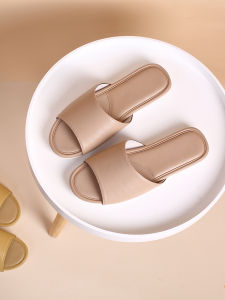 Japanese Style Leather Slippers Soft Bottom Home Office Couple High Sensation Summer Cool Sandals Women Men Indoor Shoes