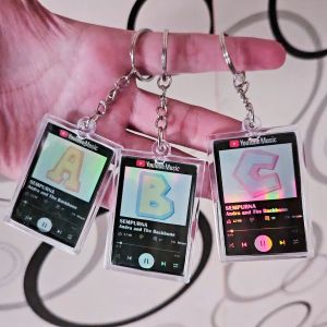 Gantungan Kunci Keychain YOUTUBE MUSIC PLAYERS BLACK INISIAL HURUF HOLLOGRAM