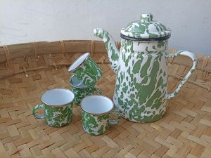 Set Ceret Teko Blirik Hijau 15 Liter dan Mug Kecil 120 ml - 4 pcs