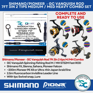 7ft 3in 2 tips M/MH GoodCatch GC Vanquish Rod + Shimano Pioneer Reel Fishing Casting Combo Set