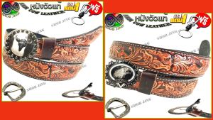 เข็มขัดหนังวัวแท้เย็บ 2 แถมพวงกุญแจ ซื้อเดียวกัน เข็มขัดหนังวัว หนังวัวแท้ตอกลายงาน แฮปวี่ เปลี่ยนหัวเข็มขัด 100% ย้อนยุค ทนทาน ถอดเปลี่ยน หรือการแสดงผลิตจากหนังวัว หรือ Genuine leather belt