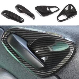 For Mercedes Smart Fortwo 451 2010-2015 ABS Carbon Fiber Car Interior Door Armrest Handle Cover Trim Door Bowl Frame Stickers
