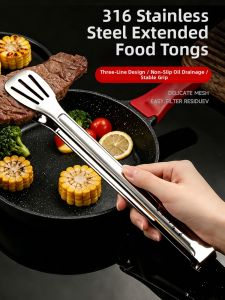 CHUANGSHUNFU | 316 Stainless Steel Heat Resistant Long Food Tongs Barbecue Tongs