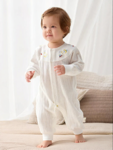 SHI YUE JIE JING | 100% Cotton Long Sleeve Zippered Baby Jumpsuit