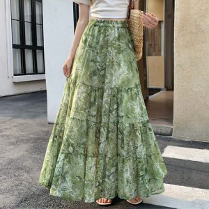 DAIXIANGFEIZI | Chiffon Floral A-Line Midi Skirt