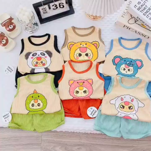 Singlet Set Budak Kanak Fashion Baby Cute Vest Suits 2pcs/set Cartoon Two-Piece 7-18KG
