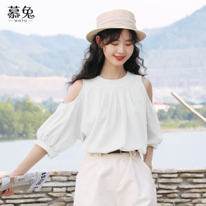 MUTU | Muteb French Style Off Shoulder Chiffon Shirt Women Summer New Design Sensation Elegant Beautiful Small Size Hollow Out Loose Fit