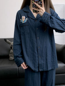 เรียบหรู ลายปีเตอร์กระต่ายคู่รัก ชุดนอน แขนยาวบริสุทธิ์ ผ้าฝ้าย ชุดอยู่บ้าน ผู้หญิง ฤดูใบไม้ผลิ ฤดูใบไม้ร่วง แบบใหม่