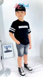 Lily And Clark Kaos Anak Laki-Laki Warna Hitam Salur - KLC109