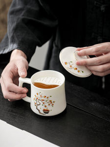 Cốc Trà Gốm Sứ Trắng Có Lỗ Rây Dùng Tại Nhà Cốc Trà Gốm Sứ Dùng Để Pha Trà Cốc Trà Tròn Thủ Công Bằng Gốm Sứ Màu Vàng Trung Quốc