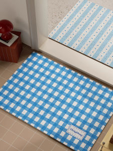 Thảm Lót Sàn PVC Chống Bụi Bẩn Màu Xanh Kẻ Caro Hàn Quốc Có Thể Cắt Giảm Chống Trượt Thảm Chân Vào Nhà Thảm Phòng Khách Thảm Chống Thấm Nước