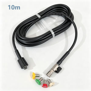 Pressure Washer No Kinking Hose with M22-14&15mm Universal Connector and 1/4 Quick Connect Valve 4 Multiple Degrees Nozzles