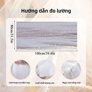Khăn Trải Bàn Ren Ngọc Trai Voan Voan Phủ Bàn Tiệc Cưới Mạng Che Mặt Cô Dâu Đảng Hoa Đóng Gói Phong Cách Hiện Đại Khăn Trải Bàn Có Thể Tái Sử Dụng