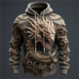 Chinese Dragon Printed Mens Hoodie Fashion 3D Dragon Sweatshirt Oversized Pullover Mens Clothing Women Hoodie Kid Hoodie