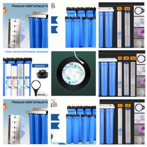 4 Stage Replacement Filters 20 inch Deep Well Water Filter Housing Complete Set with Filter