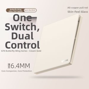 Bull | Acrylic Glass Ultra-thin 5-hole Wall Socket Light Cream Gold