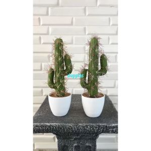 Tanaman Hias Pohon Artificial Kaktus Cowboy Duri Latex Variasi Warna Pot Melamine Mini Dekorasi Meja Kerja