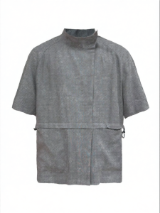 JCAESAR STUDIO | Oblique Collar Special Cutoff Cotton-Linen Blend Jacket