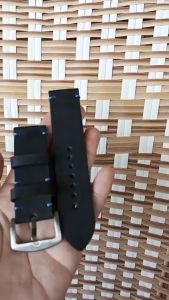 Tali Jam Tangan Kulit Sapi crazy horse selapis hitam 18823 Bergaransi