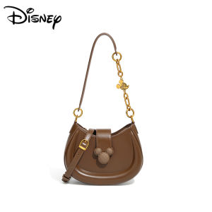กระเป๋าสะพายข้างแฟชั่นดิสนีย์อย่างเป็นทางการมิกกี้ซีรีส์สีน้ำตาลเข้ากับทุกชุดสไตล์วินเทจกระเป๋าพระจันทร์เสี้ยวบุคลิกภาพเฉพาะ