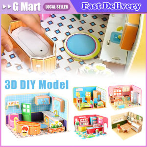 3D Paper Puzzle Montessori Miniature Houses Funny Carton Construction Models for Kids Handmade Educational Toys