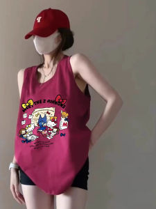 Áo Thun Cotton Không Tay Pure Cotton Summer 2025 Dành Cho Nữ Áo Khoác Ngoài Rộng Rãi Phong Cách Lười Biếng Áo Bóng Rổ Cổ Treo