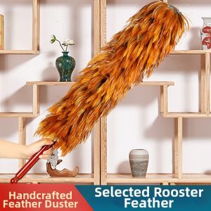 Handmade Chicken Feather Duster Extendable Cleaning Tool