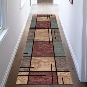 VIKAMA Modern Geometric Runner Carpet Entrance Corridor Non-Slip Mat Dirt Resistant Kitchen Bedroom Carpet Home Decor
