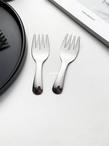 Portable Mini Short 304 Stainless Steel Fork Set Dessert Fork Baby Fruit Fork Home Use Compact Handle Japanese Style Cutlery