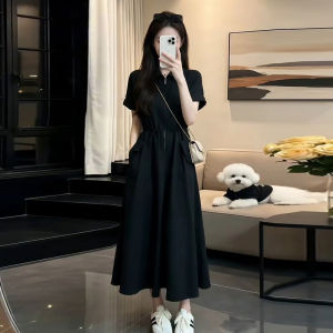 ZHENMANZI | French Audrey Style Black Shirt Dress Slimming