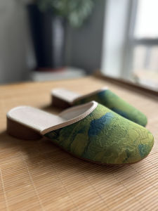 Embroidered Slip-On Slippers Womens Low Heel Soft Bottom Home Wear Anti-Slip Qipao Shoes Autumn Ethnic Style Green