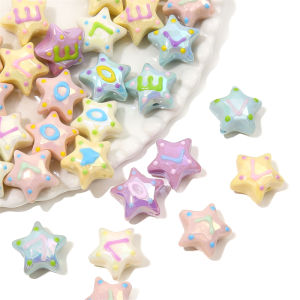 19mm 1pc/bag Acrylic Drop Oil Solid Letter Star Beads For DIY Bracelet Necklace Earring Jewelry Accessories