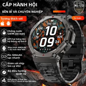 Đồng Hồ Thông Minh GUHUAVMI T-Rex 3 Màn Hình AMOLED 48mm GPS Băng Tần Kép Thời Lượng Pin 20 Ngày Hơn 170 Chế Độ Thể Thao Đồng Hồ Thông Minh Ngoài Trời Lặn Tự Do 50m