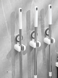 Ecoco Suction Cup Mop Holder Wall-mounted Broom Organizer No Drill Strong Hold Save Space Reuse