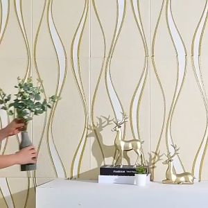 Walpapper Dinding Foam 3D 70cm X 70cm Motif Gelombang Wallfoam Kamar Tidur Anti Air Aesthetic Mewah Stiker Dinding Interior Background  Motif Salur Wall Decoration Papper Ruang Tamu Modern PST