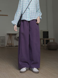 Thickened Fleece Wide Leg Casual Pants Women Loose Small Size Pear Shape Body Autumn Style Balloon Pants Cotton Natural Waist