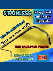 gantungan baju stainless 110cm 120cm 130cm gawang baju tempel dinding 120cm 110cm 130cm