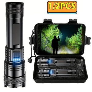 Bright LED Flashlight Portable Telescopic Zoom USB Rechargeable Durable & Portable – Ideal for Camping Hiking Emergency Use