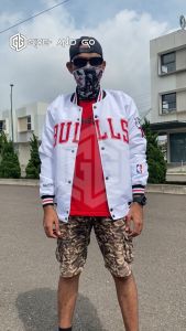 Varsity jacket Baseball full bordir Premium Bulls Putih vintage  bomber  termurah JunasCloth