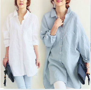 Spring Autumn Cotton Linen Loose Fit Shirt Dress Design Sensation Street Style Long Sleeve Button up Straight Cut Fashionable