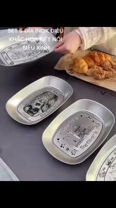 Combo Đĩa Inox Điêu Khắc Họa Tiết Hoa Văn Nổi Dùng Để Trang Trí Set Đĩa Đựng Trái Cây Nhiều Mẫu Phong Cách Cổ Điển Siêu Xinh TIDO TIDO