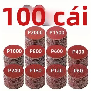 Bộ Giấy Nhám Oxit Nhôm 2 Inch 100/200 Mảnh Độ Hạt 60-2000 Dùng Cho Chế Biến Gỗ Kim Loại Đồ Nội Thất Dụng Cụ Mài Mòn