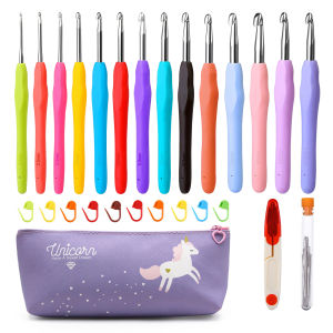 Multicolor Crochet Hooks Set Crochet Kit for Beginners 14 Size Crochet Hooks Set 2mm-10mm Ergonomic Crochet Hooks with Case