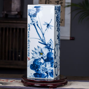 Hand-painted Blue and White Ceramic Display Vase